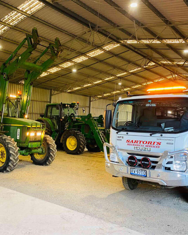 Agricultural machinery in Geelong workshop ready for maintenance