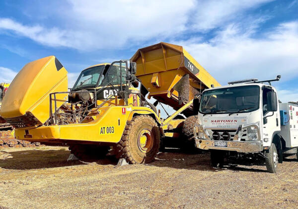 Heavy equipment being repaired by Sartori's mobile Mechanical Services in Geelong