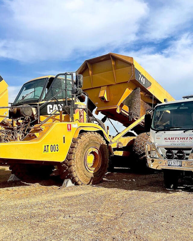 Heavy equipment being repaired by Sartori's mobile Mechanical Services in Geelong