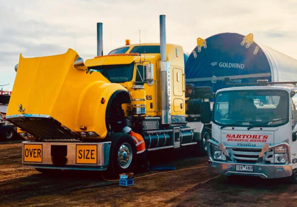 Truck being repaired by Sartori's mobile Mechanical Services in Geelong