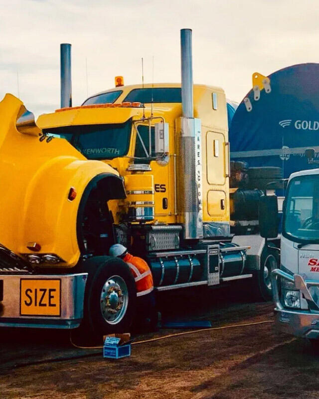 Truck being repaired by Sartori's mobile Mechanical Services in Geelong