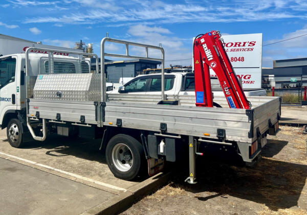 Maxilift crane fitted to truck by Sartori's diesel mechanics in Geelong